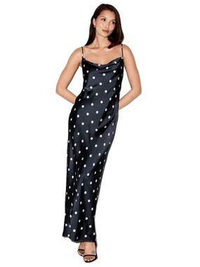 Old Navy Satin Maxi Slip Dress with White Polka Dots